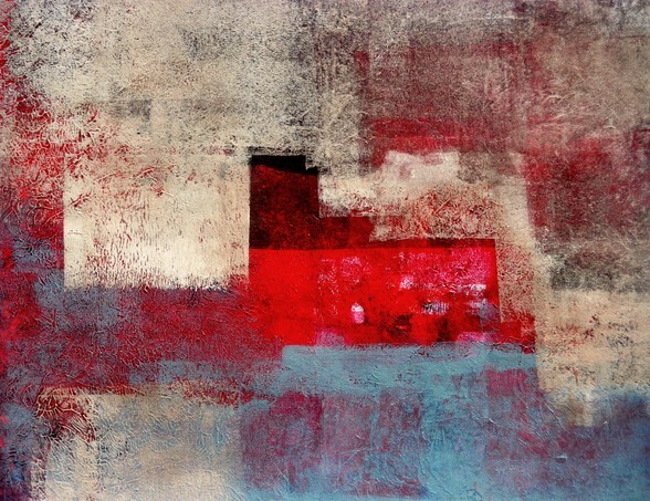 Red and Beige Abstract Art Painting